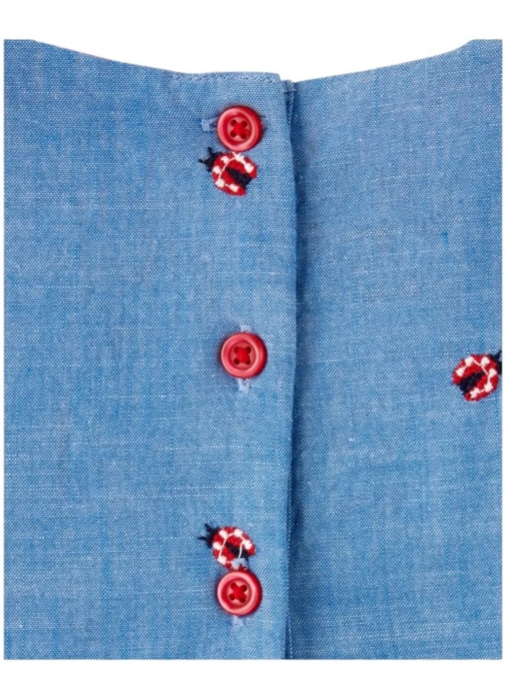 Gymboree short-sleeve Girls Embroidered Chambray Dress Little Ladybug Blue done